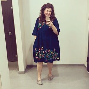 Riviera Sun Navy Embroidered Dress Size 1X